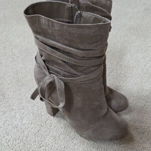 JustFab Taupe Heeled Boots